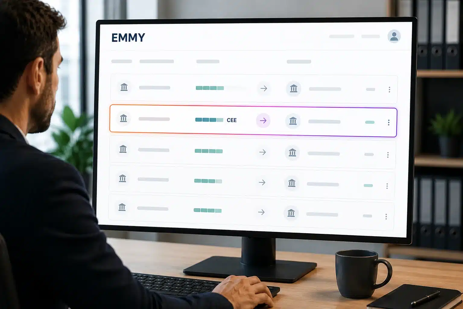 Professionnel consultant un transfert de CEE enregistré sur le registre EMMY