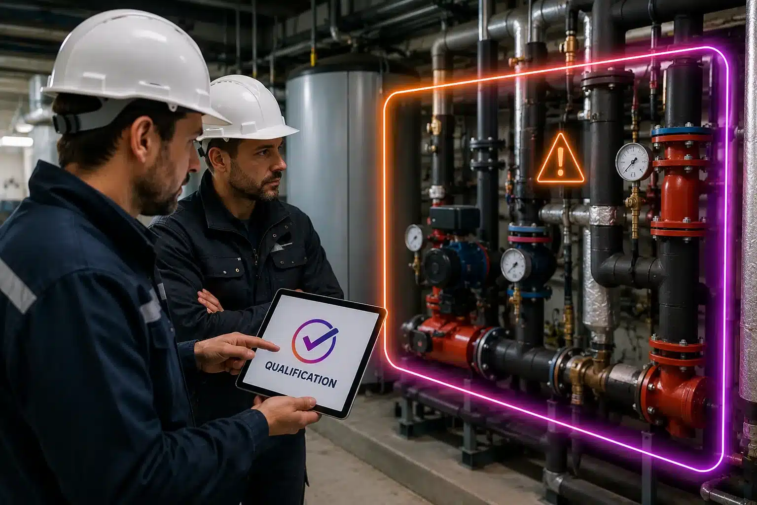 Professionnels qualifiés RGE intervenant sur une installation technique de chantier critique